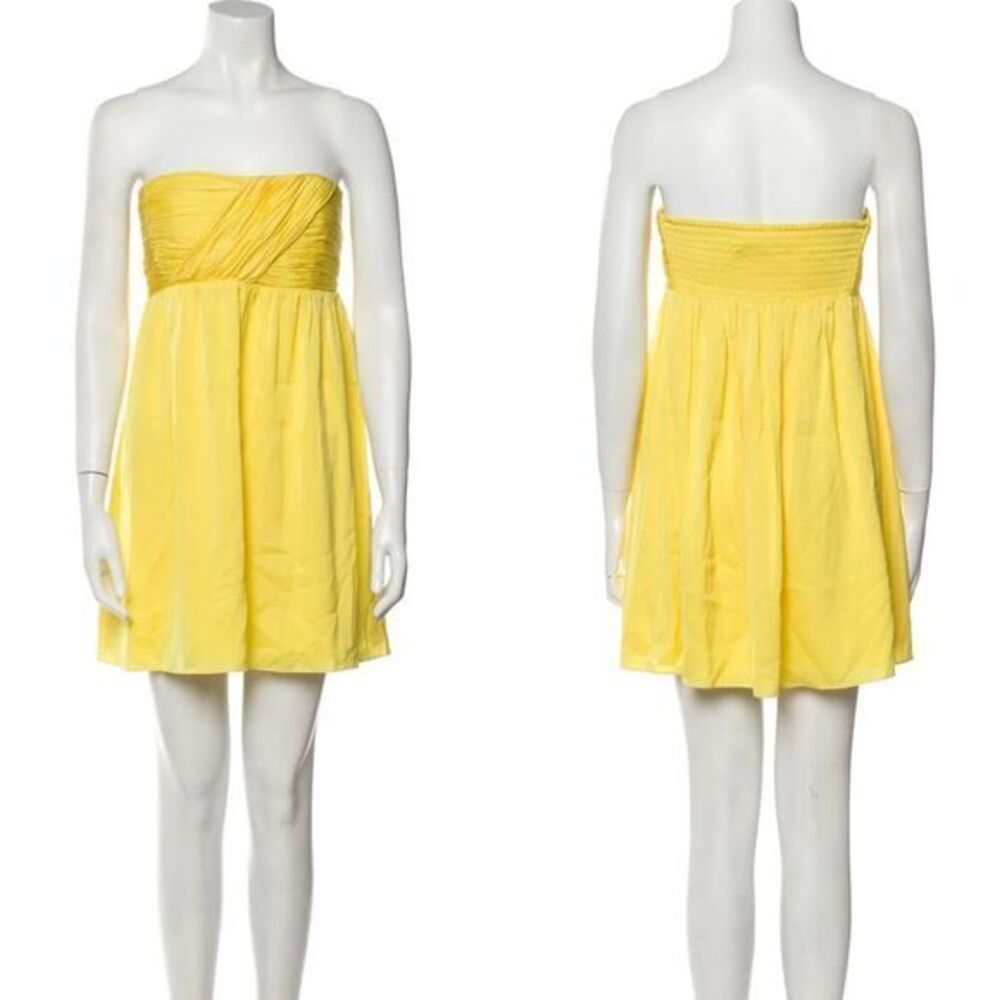 NEW Alice + Olivia 100% Silk A-Line Mini Dress, Yellow, Large‎